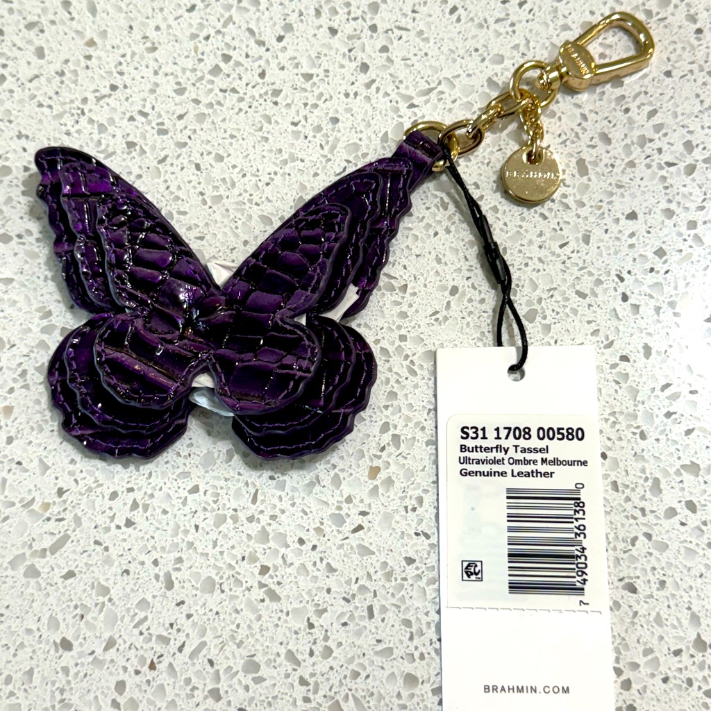 Nwt Brahmin Purple Butterfly Tassel Ultraviolet Ombre Keychain